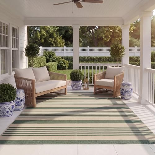 SAFAVIEH Courtyard 9' x 12' Beige/Dark Green (CY6062)
