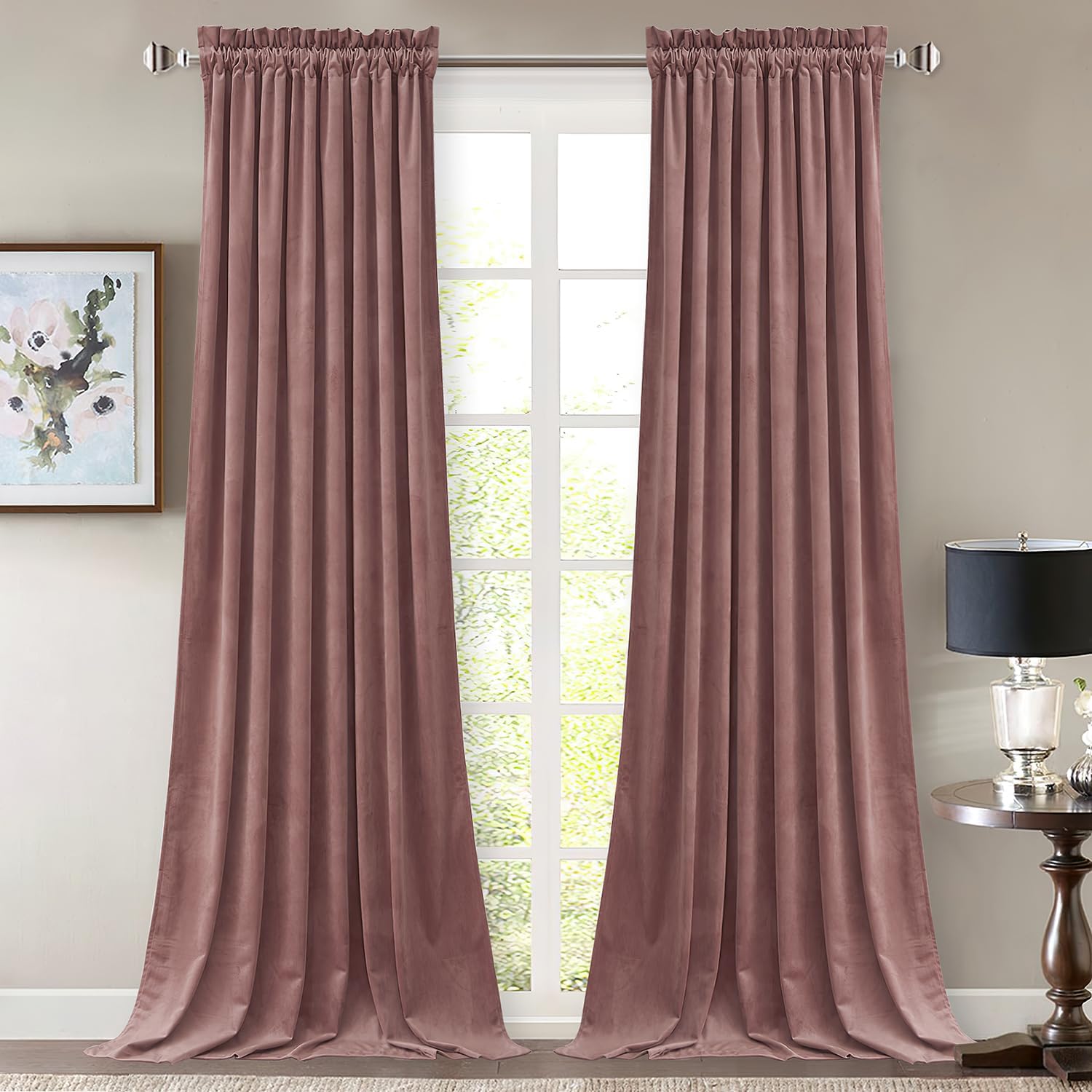 StangH Wide Rose Velvet Curtains
