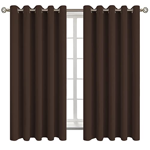 BGment Blackout Curtains for Bedroom - Grommet Thermal Insulated Room Darkening Curtains for Living Room, Set of 2 Panels (70 x 63 Inch, Brown)