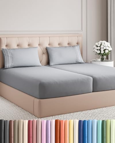 Split King Size 5 Piece Sheet Set - Steel Blue