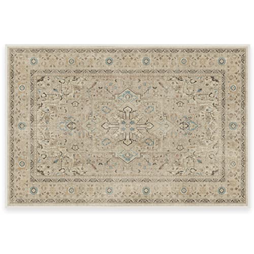 RUGGABLE Washable Vintage Area Rug  Kamran Ivory Opal 2x3, Stain-Resistant, Non-Slip  Small Machine Washable Rugs for Living Room, Bedroom, Hallway, Entryway & Bathroomwith Standard Pad