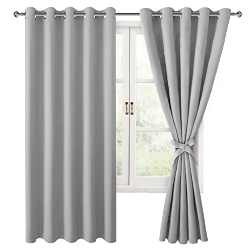 Hiasan Grommet Blackout Curtains 60x72 Silver Grey