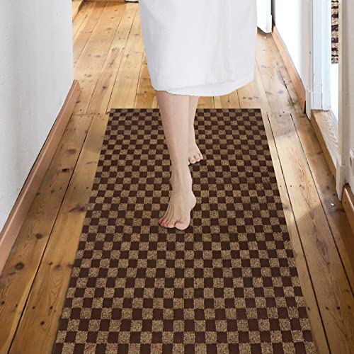 Weidear Brown Checkered Runner