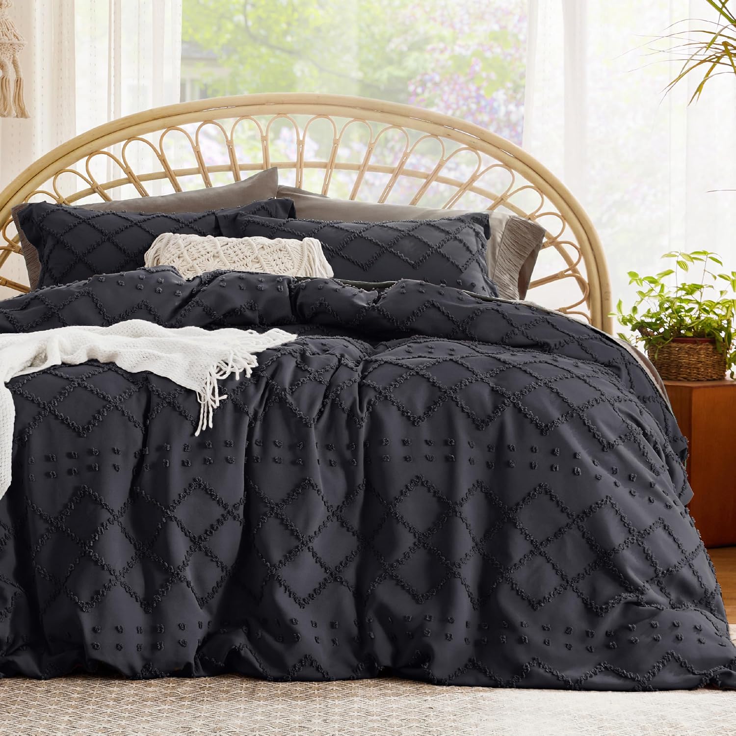 Bedsure Boho Duvet Cover (Queen, Black)