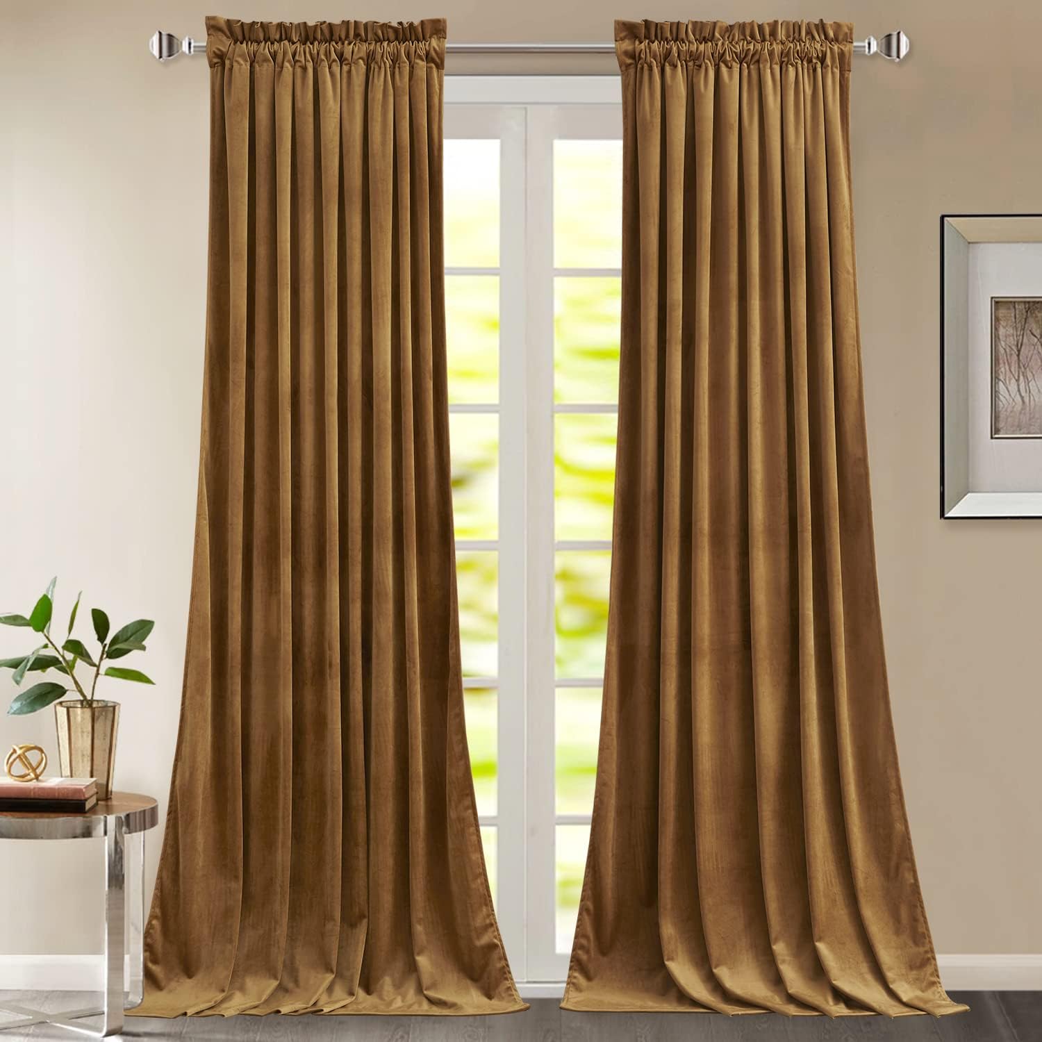 StangH Gold Brown Velvet Curtains
