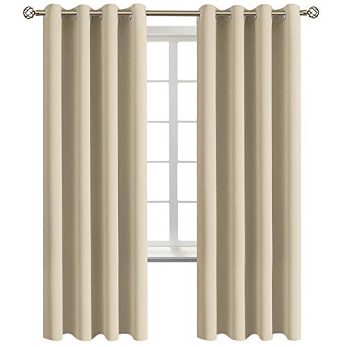 BGment Room Darkening Curtains 72 Inches Long - Grommet Thermal Insulated Drapes Window Treatment Curtains for Bedroom, 2 Panels, 52 x 72 Inch, Beige