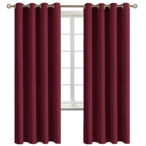 BGment Blackout Curtains for Bedroom - Grommet Thermal Insulated Room Darkening Curtains for Living Room, Set of 2 Panels (52 x 72 Inch, Burgundy)