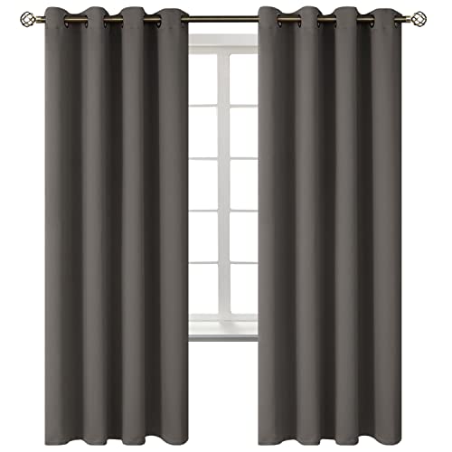 BGment Blackout Curtains for Bedroom - Grommet Thermal Insulated Room Darkening Curtains for Living Room, Set of 2 Panels (52 x 72 Inch, Grey)