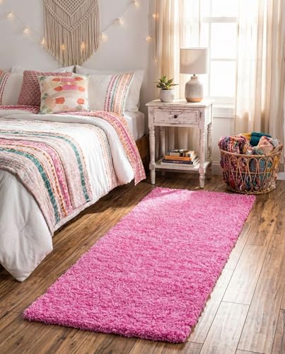 Rugs.com Uber Cozy Solid Shag 6 Ft Runner (Taffy Pink)