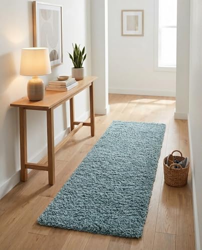 Rugs.com Uber Cozy Solid Shag 6 Ft Runner (Light Slate Blue)