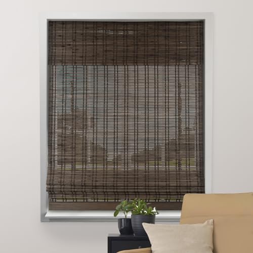 ARLO BLINDS Sheer Bamboo Roman Shades - Dali Walnut