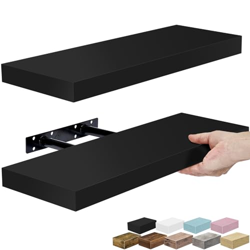 Sorbus Floating Shelves (Set of 2, Black)