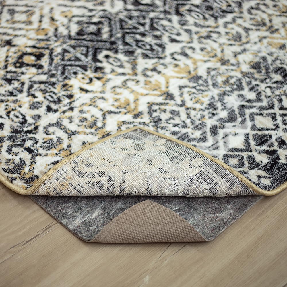 Mohawk Home 2' 2" x 10' Non Slip Rug Pad Gripper 3/8 Thick Dual Surface Felt + Rubber Gripper - Safe for All Floors