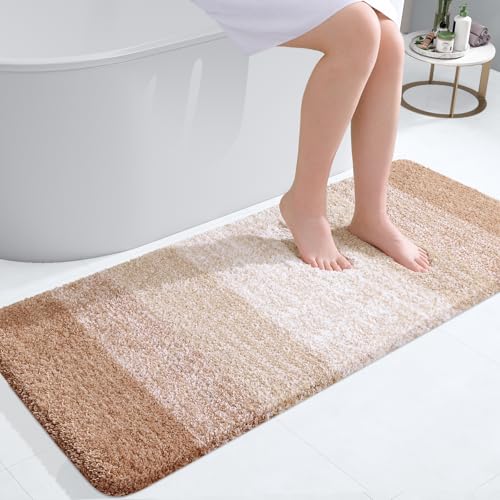 OLANLY Bathroom Runner Rugs 47x20, Extra Soft Absorbent Microfiber Bath Rugs, Rubber Backing, Quick Dry, Machine Washable Bath Mats for Bathroom Floor, Tub and Shower, Home Decor Accessories, Beige