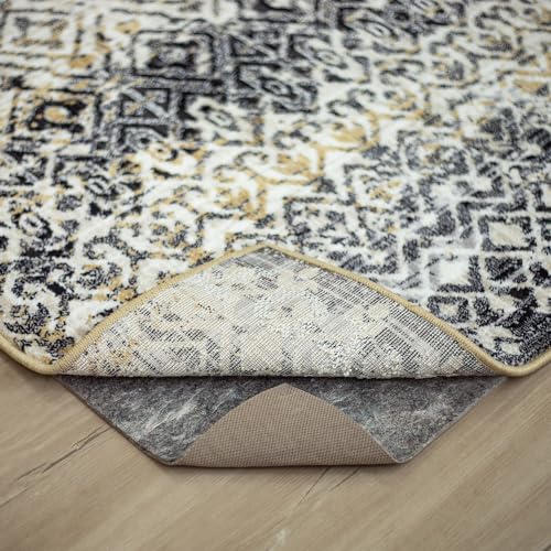 Mohawk Home 7' 6" Round Non Slip Rug Pad Gripper 3/8 Thick Dual Surface Felt + Rubber Gripper - Safe for All Floors