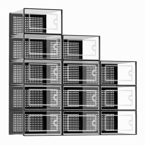 Kuject X-Large Shoe Storage Boxes Clear 12 Pack