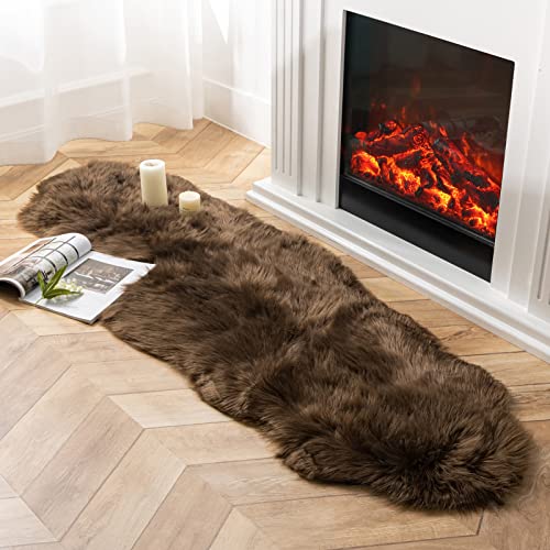 Ashler Faux Fur Rug (Dark Coffee) 2x6