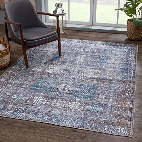 Bloom Rugs Washable 8' x 10' Slate Gray/Blue