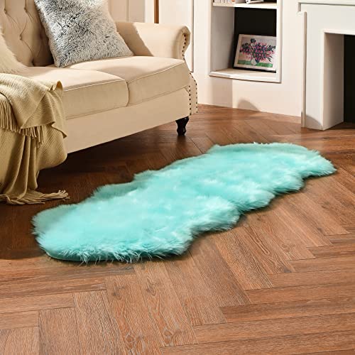 duduta Turquoise Blue Faux Sheepskin