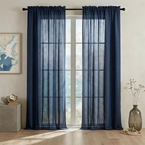 Mrs.Naturall Navy Curtains 108 Inches