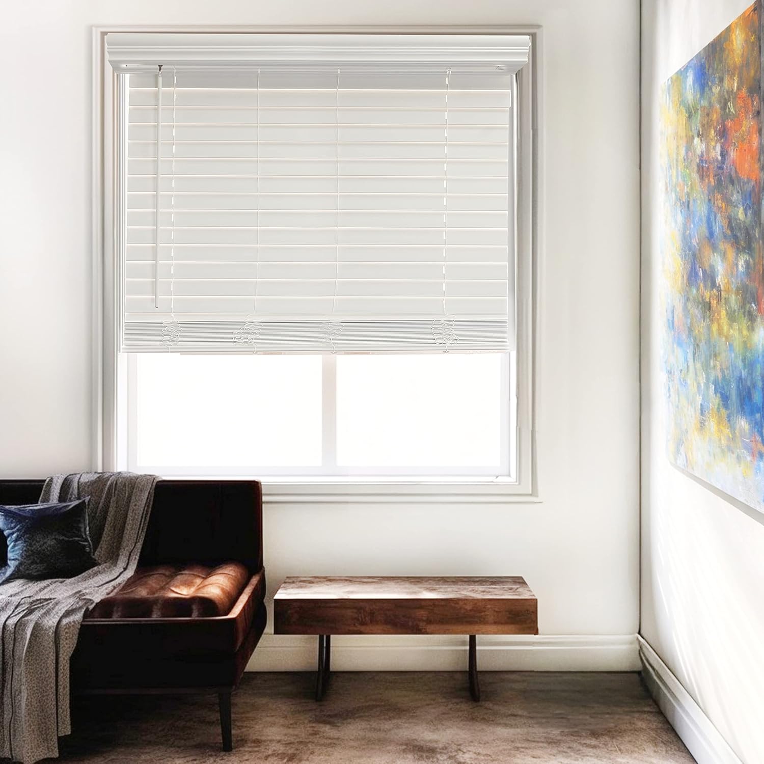CHICOLOGY Faux Wood Blinds, Window Blinds, Window Shades, Window Treatments, Blinds & Shades, Window Shades for Home, Chelsea White (Commercial Grade), 29.25" W x 72" H