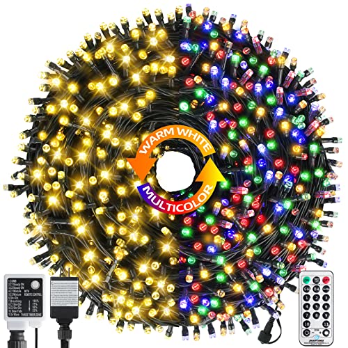 262FT 800 LED Color Changing Christmas Lights Outdoor Indoor, Warm White Multicolor Christmas Tree Lights, Waterproof Fairy String Light Timer Remote, 11 Lighting Modes