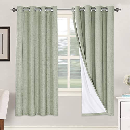 H.VERSAILTEX Linen Blackout Curtains 72 Inches (Sage)