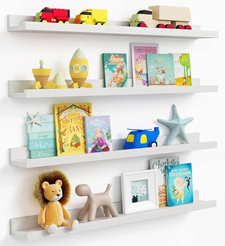Forbena White Floating Shelves (4-Pack)