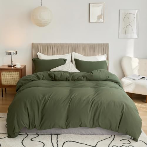 VClife Green Washed Microfiber Duvet Cover (Queen)
