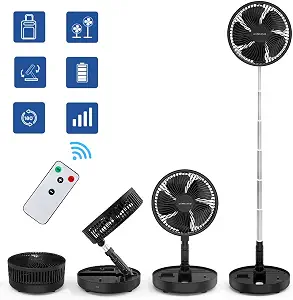 Primevolve 8.7 inch Battery Operated Fan for Bedroom with Remote, Rechargeable Portable USB Fan with Adjustable Height (Primevolve)