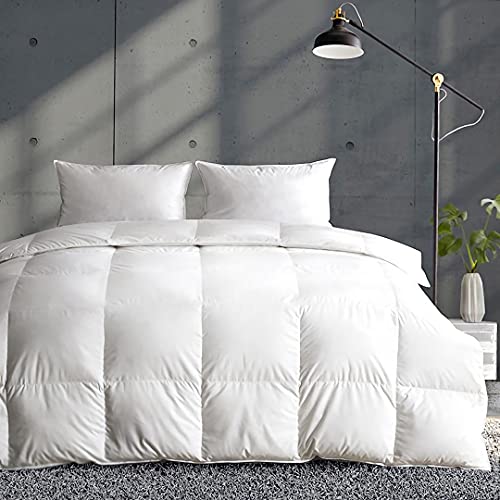 APSMILE Lightweight Down Feather Fibers Comforter California King, Cooling Down Feather Fibers Duvet for Warm Weather -100% Organic Cotton Cover, Summer Duvet (Ivory White, 104x96)