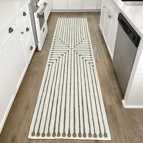 RUGGABLE x Jonathan Adler Machine Washable Modern Runner Rug  Inkdrop Camel & Ivory 2.5x7, Stain-Resistant, Non-Slip  Washable Rug for Hallway, Entryway, Living Room & Kitchenwith Standard Pad