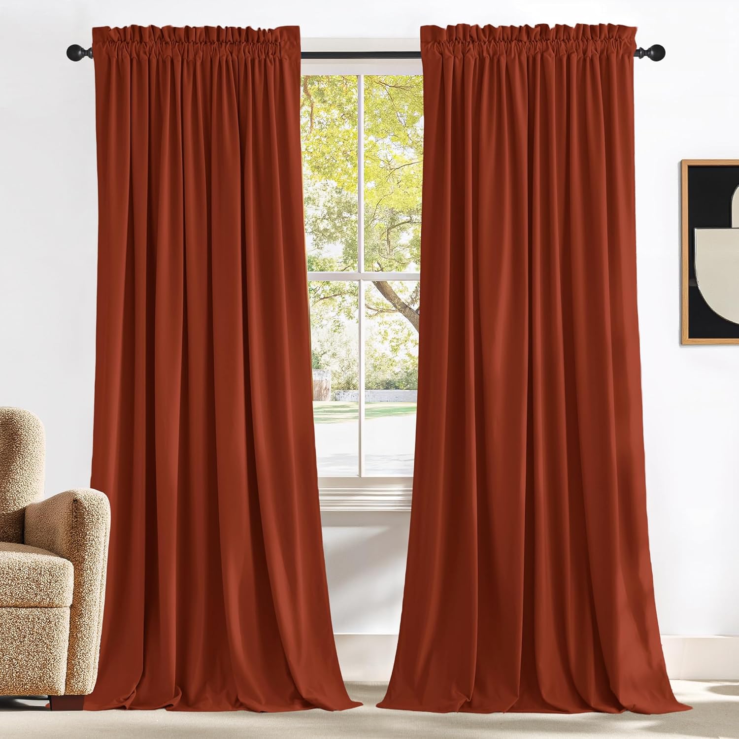 NICETOWN Rust Red Blackout Velvet 96"