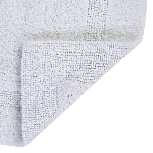 Better Trends Luxury 3 Piece Set Bathroom Rugs 100% Cotton Bath Rug Soft, Water Absorbent, Reversible, Machine Washable for Bathroom Decor Toilet Base Contour and Runner Mat White Lux Collection