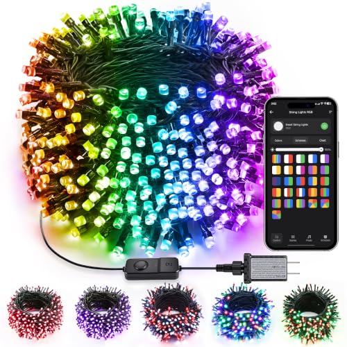 Brizled RGB Christmas Lights, 164ft 500 LED Color Changing String Lights, Dimmable Christmas Tree Light, Indoor Multifunctional Fairy Light with Remote for Outdoor Independence Day Xmas Party Decor