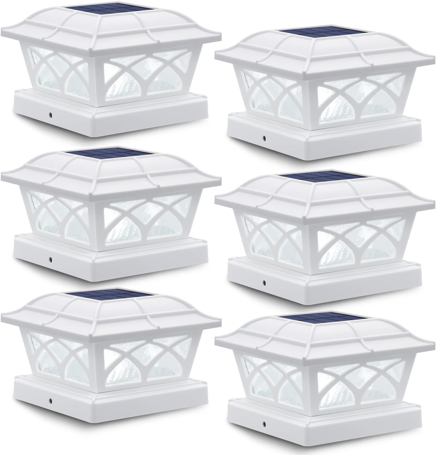 SIEDiNLAR Solar Post Cap Lights Glass (Warm & Cool White, 6 Pack)