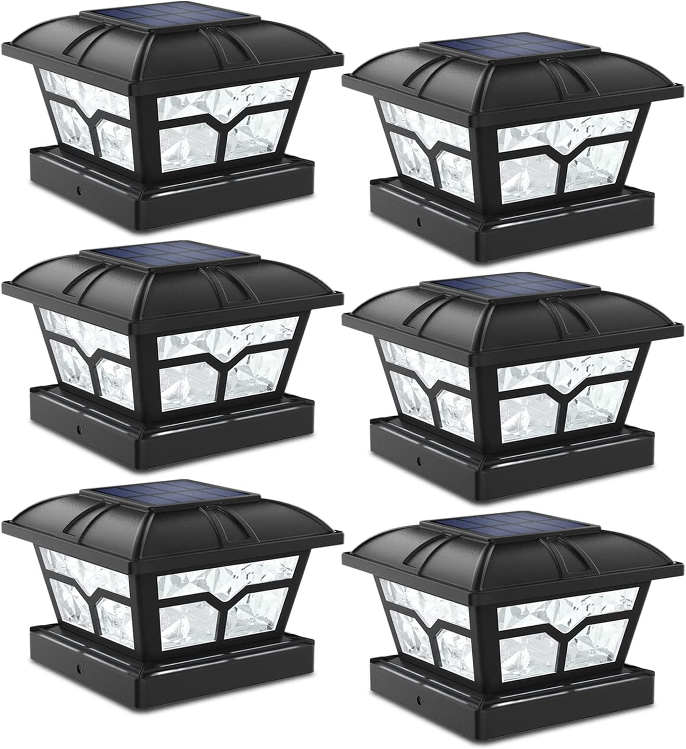 SIEDiNLAR Solar Post Cap Lights (Warm & Cool White, 6 Pack)