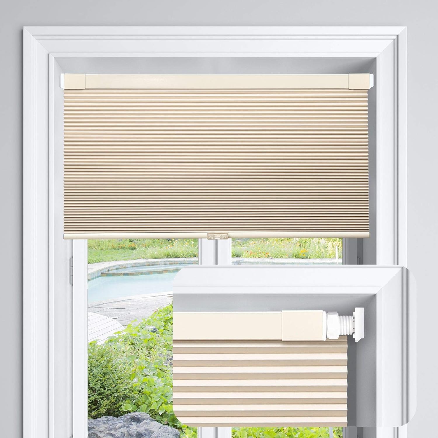LazBlinds Cordless Cellular Shades, Soft Cream (42" x 64")