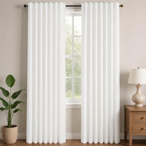 Deconovo Blackout Curtains, Thermal Insulated, W42 x L108 2 Panels, Back Tab, Machine Washable, Room-Darkening Drapes for Bedroom/Living Room Pure White
