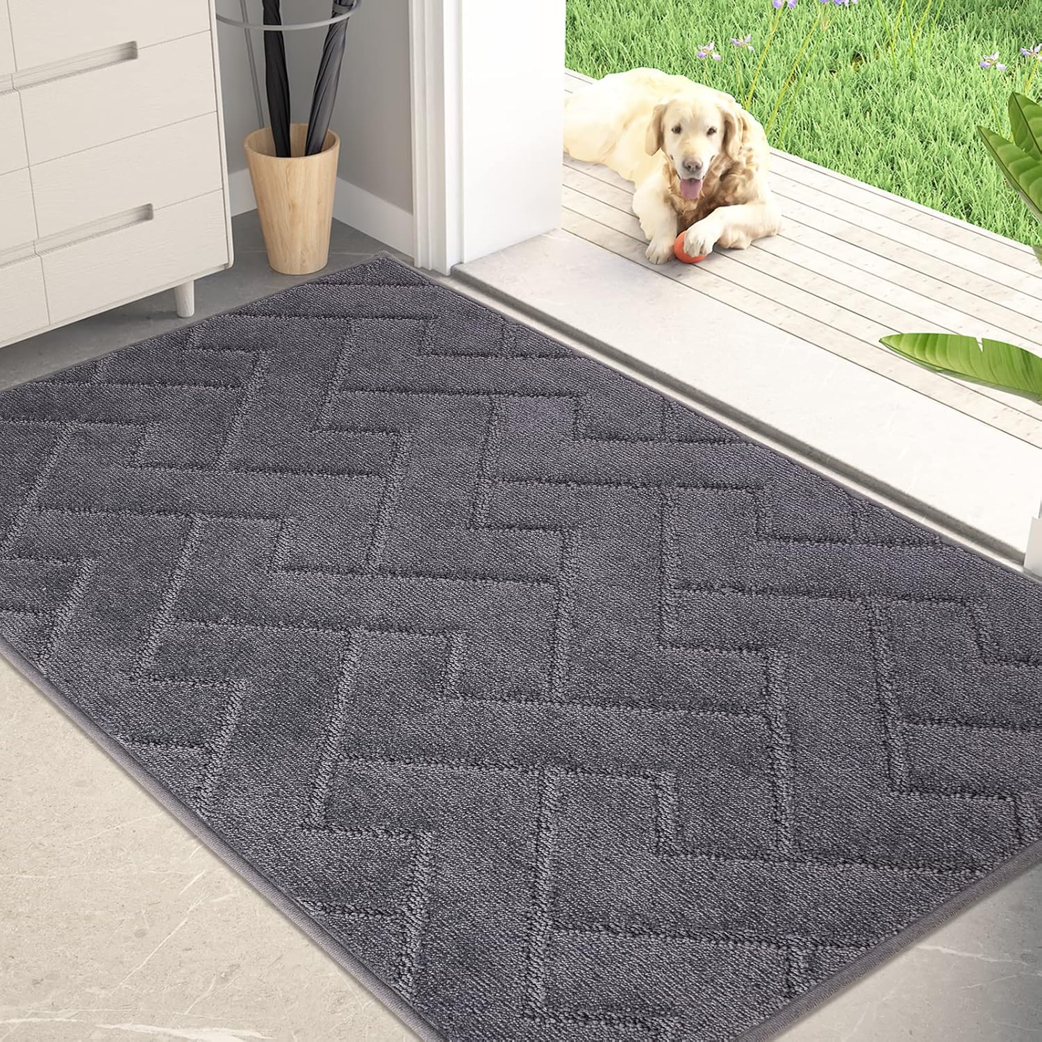 PURRUGS Dirt Trapping Door Mat, Grey