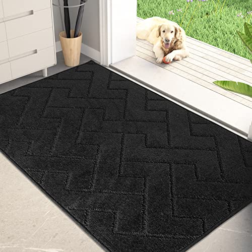 PURRUGS Dirt Trapping Door Mat 34" x 59", Black