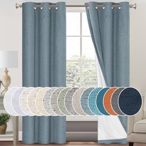 PrinceDeco Linen Textured Curtains (Pair)