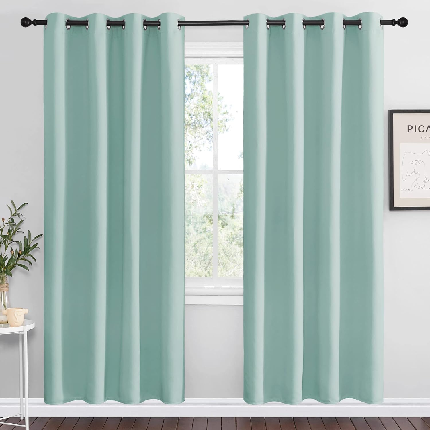 NICETOWN Aqua Blue Blackout Curtains (55"x78")