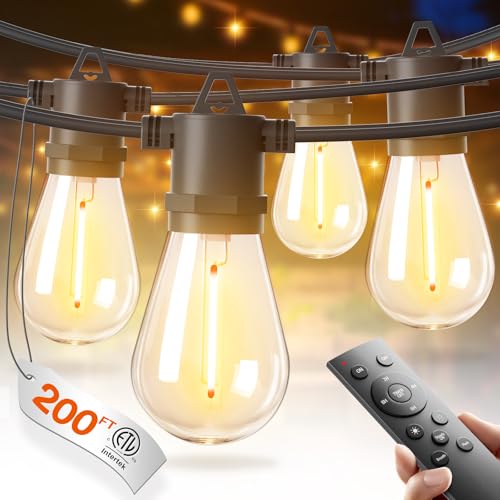 addlon 200FT(4-Pack*50FT) LED Outdoor String Lights with Edison Shatterproof Bulbs, Heavy-Duty and Weatherproof Strand, Commercial Grade Patio Lights