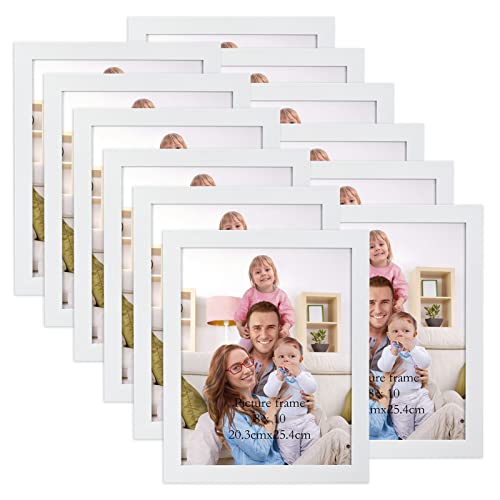 Giftgarden White 8x10 Picture Frame Pack of 12, Multi White Woodgrain 8 by 10 Photo Frames Bulk for Wall or Tabletop Display