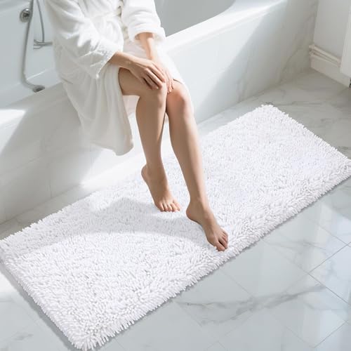 Yimobra Long Bathroom Rugs Runner 60x24 (White)