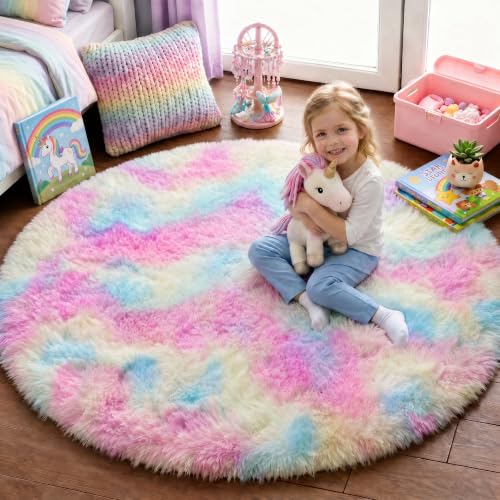 PAGISOFE Rainbow 5Ft Round Rug