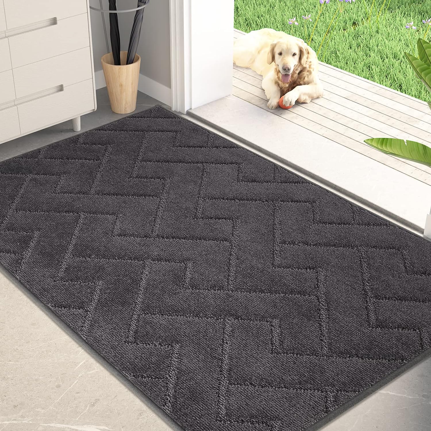 PURRUGS Dirt Trapping Door Mat, Charcoal