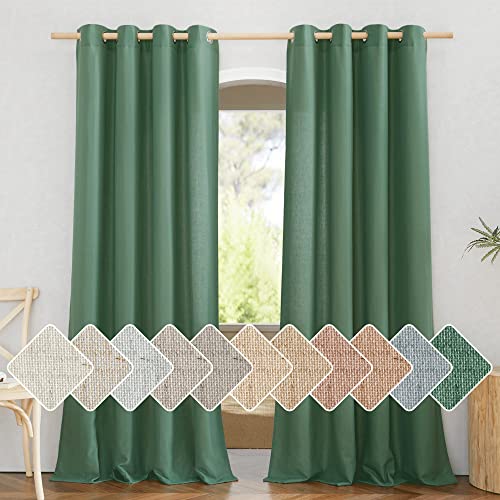NICETOWN Olive Green 84" Linen Blend