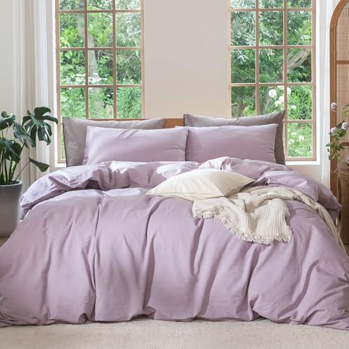 MooMee Bedding Duvet Cover Set (Light Purple, Twin)